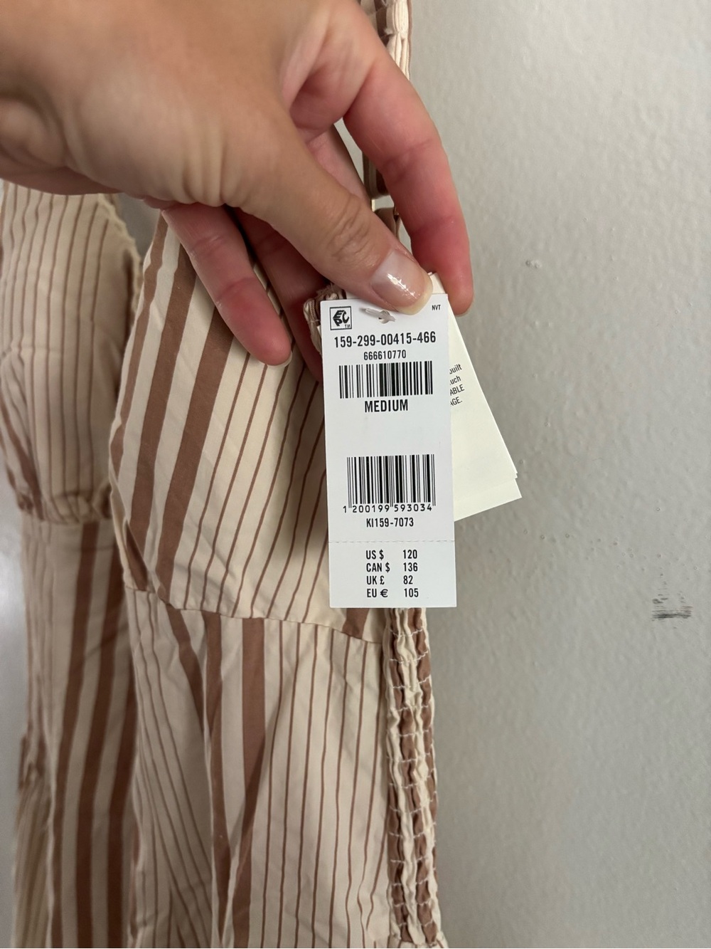Abercrombie & Fitch Cream and Tan Striped Midi Dress - Picture 3 of 5